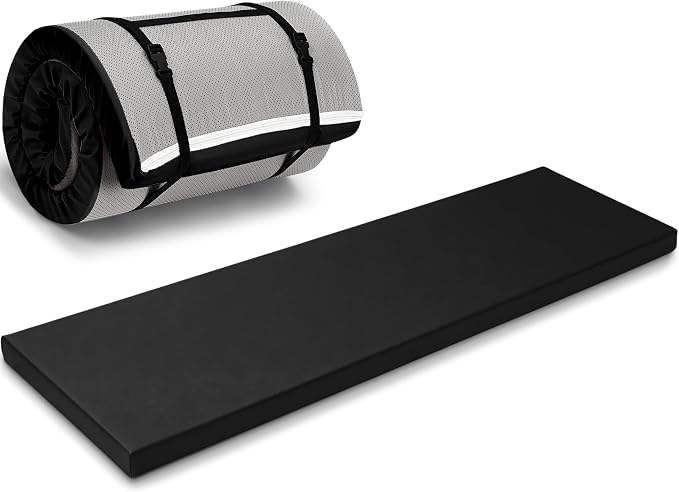 Lyrow 2 Inch 72"x24" Thick Foldable Yoga Mat with Carry Strap, Non-slip Portable Foam Gym Mat for Yoga, Pilates and Stretching