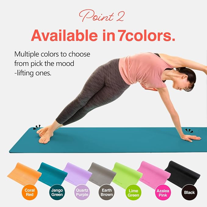 Primasole Yoga Mat with Carry Strap for Yoga Pilates Fitness and Floor Workout at Home and Gym Non-slip 9 colors