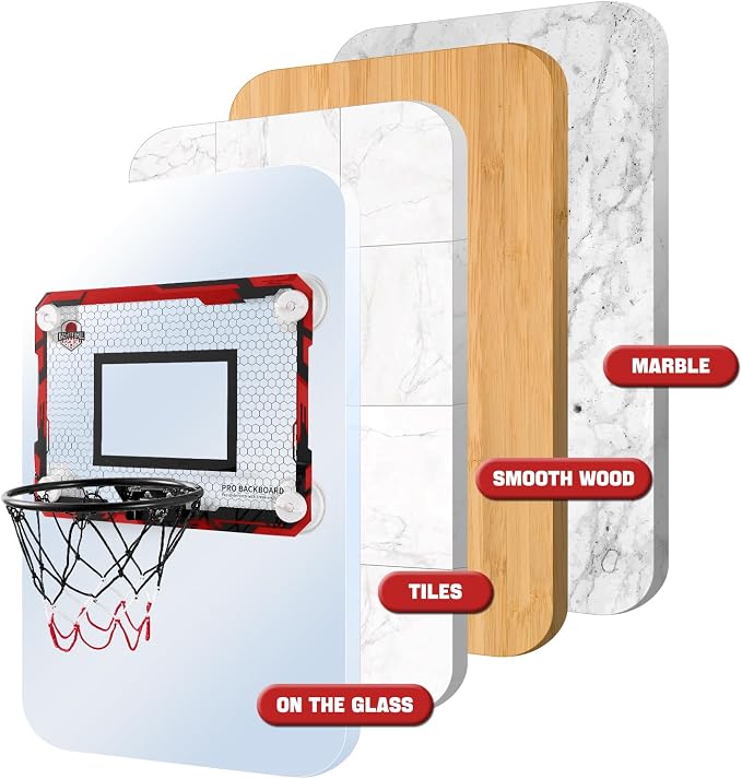 Indoor Mini Basketball Hoops with Powerful Suction Cups for Window and Wall | Wall Mounted Basketball Hoops, Basketball Backboard for Bedroom Office Dorm Room, Outdoor Toy Gifts for Kids and Adults