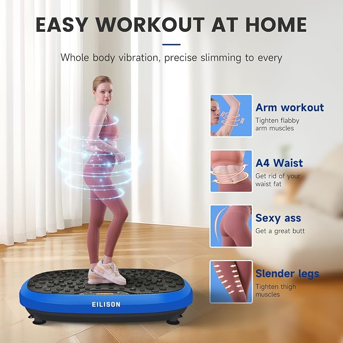 FitMaxx 3D XL Vibration Plate Exercise Machine - Whole Body Workout Vibration Platform w/Loop Bands - Lymphatic Drainage Machine for Weight Loss, Shaping, Recovery