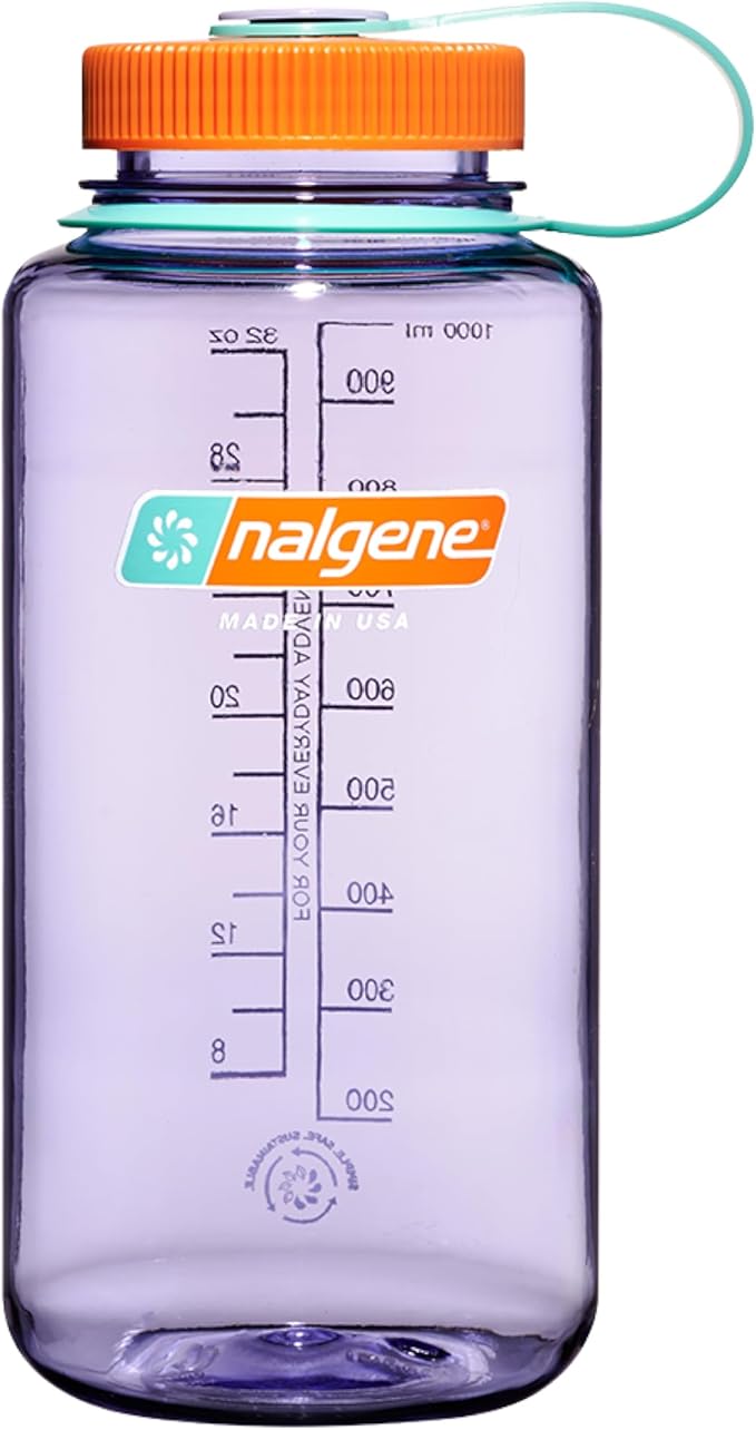 Nalgene 32 oz Wide Mouth Water Bottle, Amethyst | BPA-Free, Durable & Lightweight, Leak Proof, Dishwasher Safe, Large Reusable Plastic Bottle for Hiking, Gym, Work & Travel