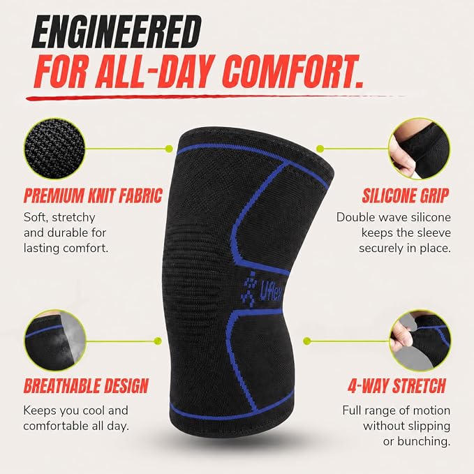Knee Brace for Men and Women Knee Compression Sleeve Knee Support Wraps for Arthritis Joint Pain Relief, Workout, Swelling, Sports, Circulation, Running, Recovery for ACL & Meniscus Tear