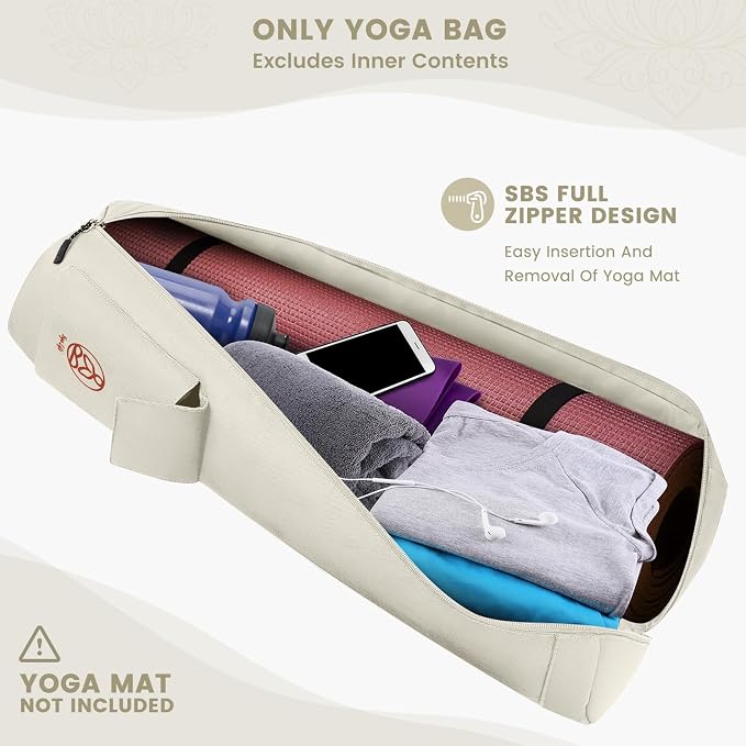 Gonex Yoga Mat Bag, Full-Zip Mat Carrier | 600D Oxford Fabric, Wet Pocket, Front Zip Pocket, Adjustable Strap, Fits Mats up to 26"