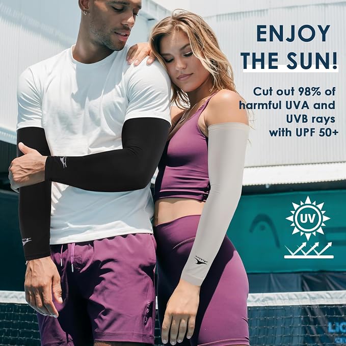 Achiou Volleyball Arm Sleeves for Women, Cooling Ice Silk Sun Sleeves Youth | Summer Ice Silk Compression Sleeves, UPF 50+ UV Protection, Perfect for Teen Girls & Women Outdoor Sports, Anti-slip Silicone