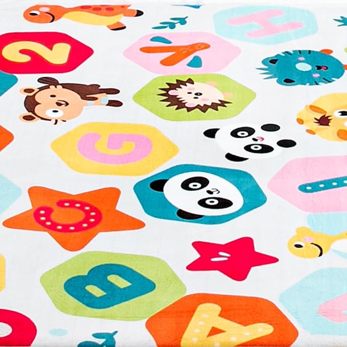 Baby Play Mat for Floor, 71'' x 59'' Thicken Foam Soft Padded Playmat for Tummy Time, Playpen Mat for Toddlers Infant Kids, Water-Repellent Coral Velvet, Non-Slip Bottom Safe for Crawling (Animal)