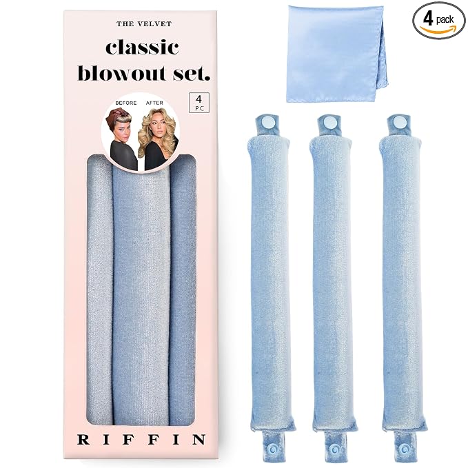 Classic Heatless Curls Overnight Rods - Upgraded Directional Grip Velvet Heatless Hair Curler to Sleep in No Heat Heatless Curling Flexi Rods Foam Hair Rollers for Blowout Look Medium & Long Hair