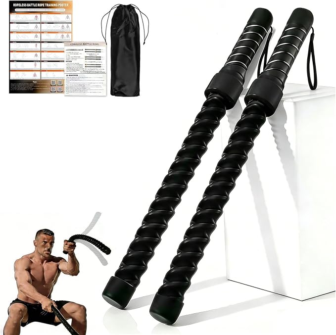 Ropeless Battle Ropes, Cordless Weighted Workout Ropes with Flexible Design, Low Impact Portable No Noise Fitness Equipment for Apartment Home Gym, Arm Training HIIT Cardio for Men & Women