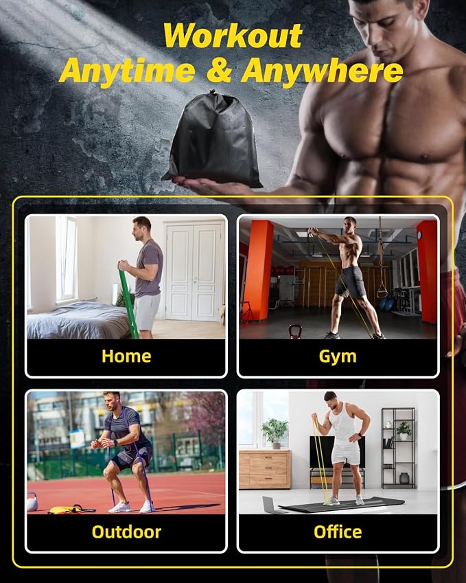 Zacro Resistance Bands Set with Door Anchor, Heavy Duty Pull Up Exercise Bands for Working Out, Muscle Power Strength Training, Physical Therapy, Home Fitness Gym Equipment for Men & Women