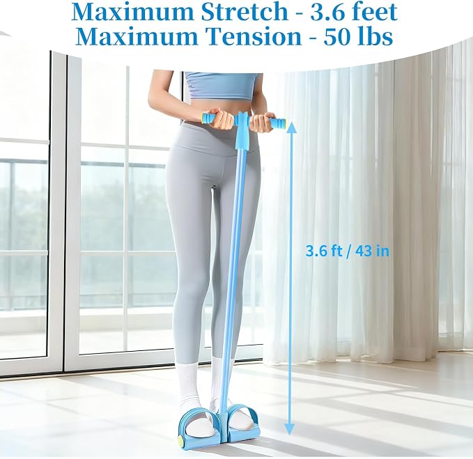 Pedal Resistance Bands with Handles, Upgrade 6-Tubes Elastic Bands for Exercise, Natural Rubber Foot Pedal Resistance Bands, Multifunction Fitness Bands for Abdomen, Waist, Arm, Leg, Pilates