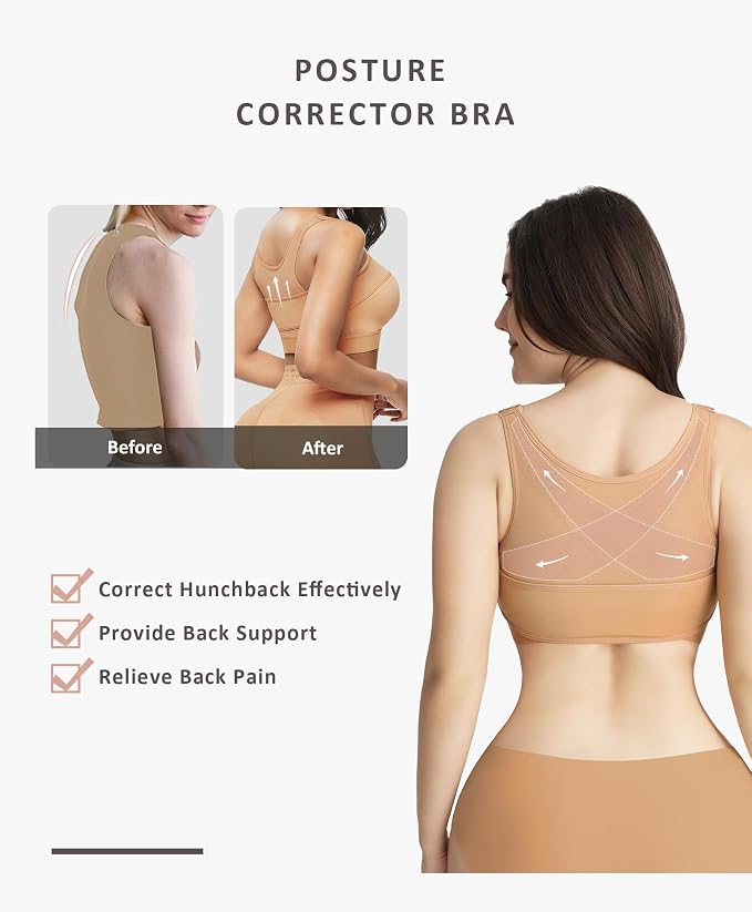 FeelinGirl Arm Compression Sleeve Women Post Surgery Front Closure Bra | Arm Lipo Compression Garment, Seamless Arm Shaper for Flabby Arms, Lymphedema Compression, Breast/Back Support