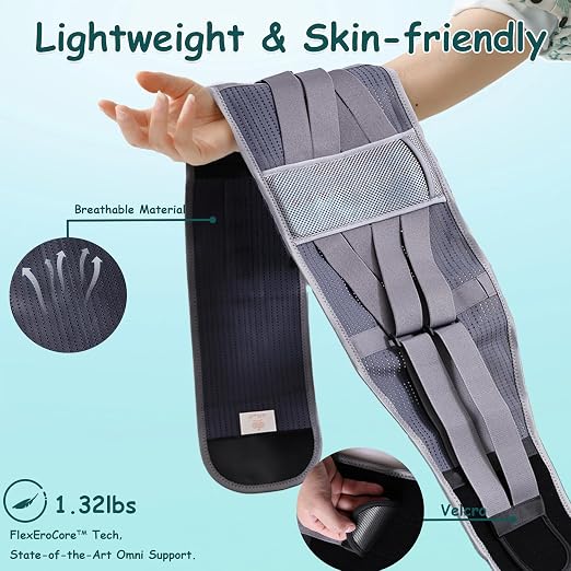 King Mills Plus Size Back Brace for Lower Back Pain, Belly: 52"-60" | Breathable Obese Belly Support, For Sciatica, Scoliosis, Two Sets of Support Bars, Lightweight