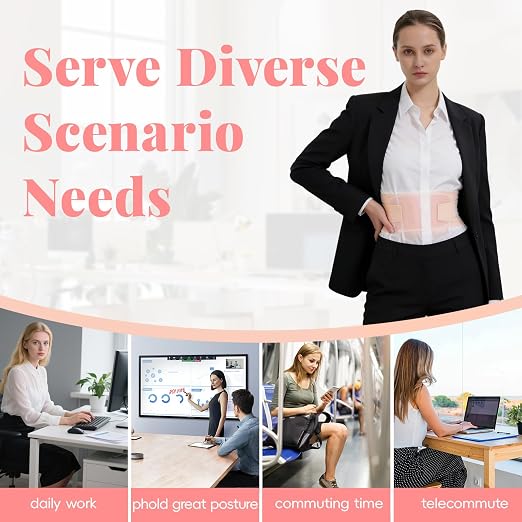 RANDY SUN Ergonomic Back Support for Women, Lightweight Posture Corrector for Office, Commute, No Pinching or Slipping, Improve Slouching Gentl, Pink, Large