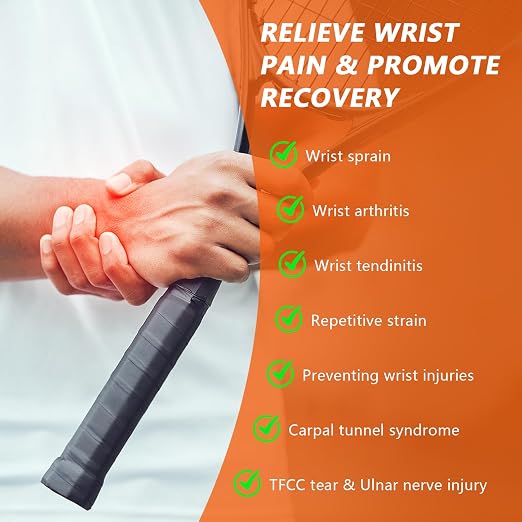 2PCS Ulnar Wrist Brace for Right & Left Hand, Ultra-Thin Elastic Wrist Wrap Compression for TFCC Tear and Repetitive Wrist Use Injury, Wrist Support for Carpal Tunnel, Tendonitis, Pain Relief (Black)