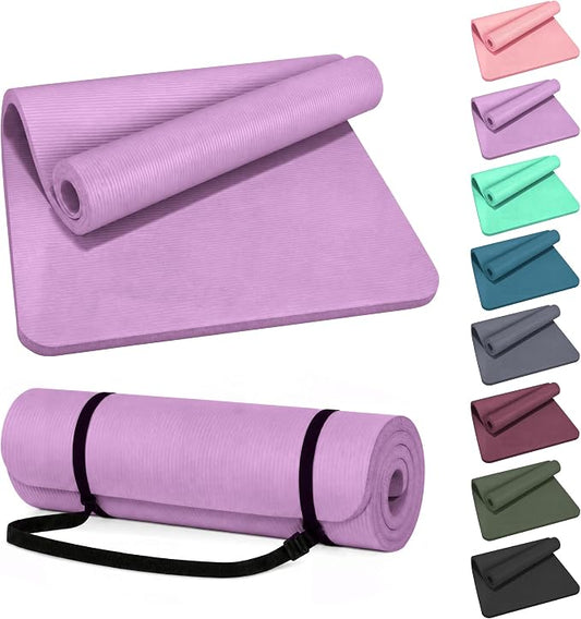 HULKFIT High Density Non Slip Yoga Mat, Extra Thick Exercise Mat with Carrying Strap, for Pilates, Fitness, Home Gym & Floor Workouts - Multiple Thickness & Multiple Color