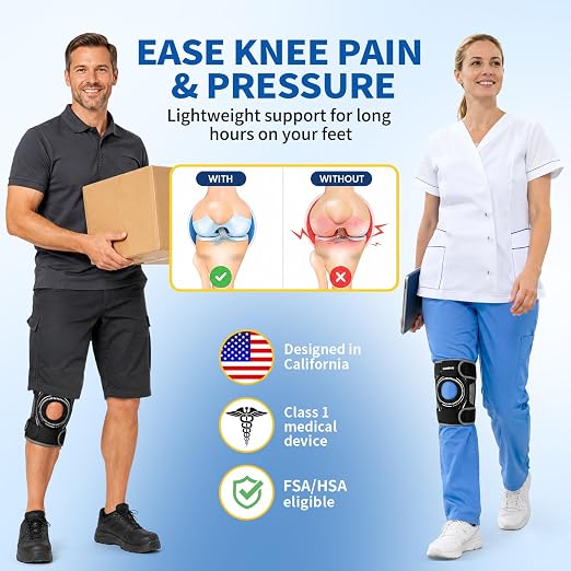 CAMBIVO Knee Brace with Stabilizers, Gel Pad & Open Patella for Men & Women | Open Patella Stabilizer for Arthritis, Meniscus & ACL MCL Relief. Adjustable Compression for Running & Sports Recovery