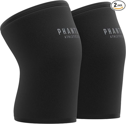 7mm Compression Knee Sleeves for Weightlifting Support, Powerlifting Strength, Heavy Squats, Cross Training, Gym Fitness, Sports – Strong Thick Neoprene Knee Braces for Men & Women (2 Pack, Medium)