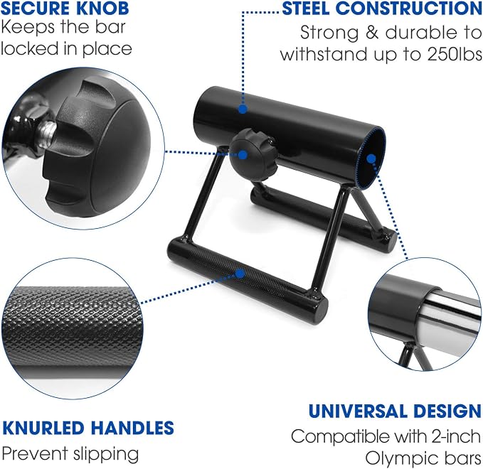 Yes4All Exercise Machine Adjustable T Bar Row Attachment, D Row Handle/Landmine Handle Attachment with Textured Rubber Handles