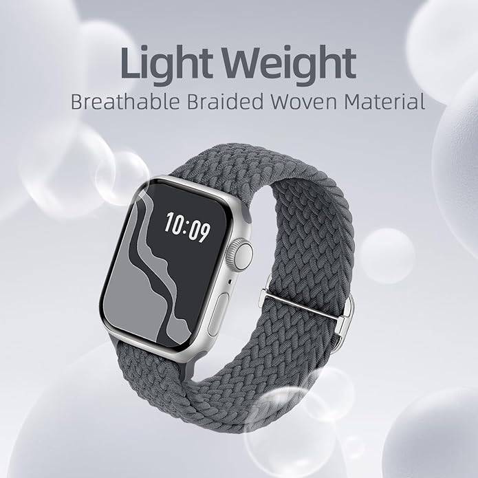 4 Pack Braided Stretchy Bands Compatible with Apple Watch 40mm 41mm 38mm 42mm 44mm 45mm 46mm 49mm Women Men, Breathable Nylon Elastic Daily Use Straps for iWatch Series 11/10 9 8 7 6 5 4 3 SE/Ultra 2