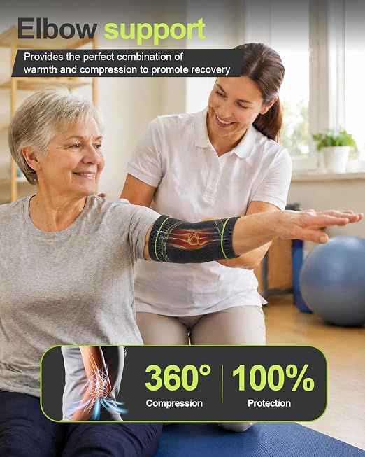 LISEPWU Elbow Compression Sleeves (2 Pack), Copper Elbow Brace for Tennis & Golfer's Elbow, Arthritis & Gym Workouts, Breathable Elbow Support Sleeve for Men & Women(S)