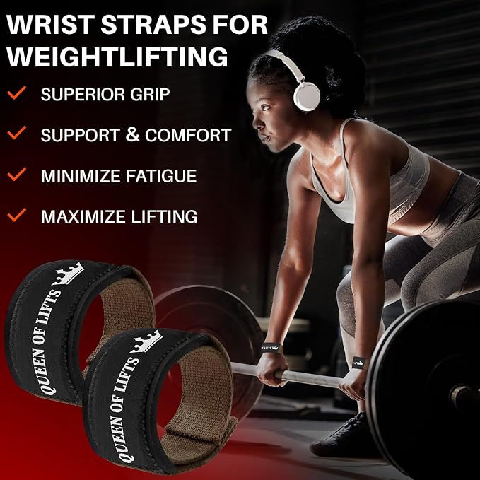 TECEUM Neoprene Padded Cotton Lifting Straps for Weightlifting, 1 Pair
