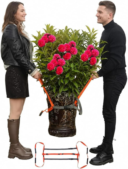 Garden Flower Pots Pot Moving Strap,with Handle,Landscaping Lifting Straps, Move Heavy Flower Pots, Planters, Trees, Rocks,Pot Tool,Up to 200 lbs,Gray Orange,Middle and Small