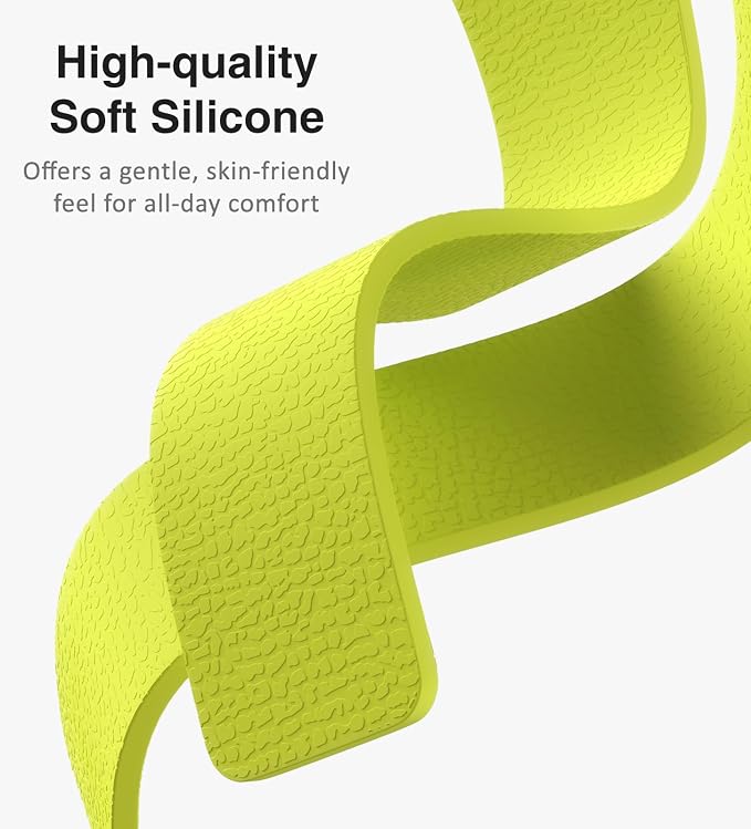 Magnetic Silicone Band Compatible with Apple Watch Band 42mm 41mm 40mm 38mm Series 11 10 9 8 7 6 5 4 3 & SE 3/2/1 Strong Magnetic Clasp, Waterproof & Adjustable (Fluorescent green)