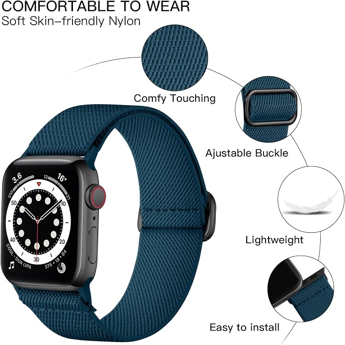 Lerobo Braided Band Compatible with Apple Watch Series 11 10 9 8 7 46mm 45mm 41mm Ultra SE 3 2 1 49mm Series 6 5 4 3 44mm 40mm 38mm 42mm Men iWatch Bands Women Stretchy Nylon Solo Loop Sport Strap