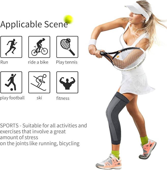 SKDK Full Leg Sleeves Long Compression Leg Sleeve Knee Sleeves Protect Leg, for Man Women Basketball, Arthritis Cycling Sport