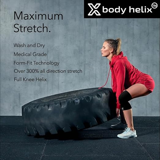 Body Helix Full Knee Compression Sleeve for Knee Pain Relief - Arthritis, Meniscus, Swelling, ACL, Sprains - Knee Sleeve for Women and Men (Black, Large)