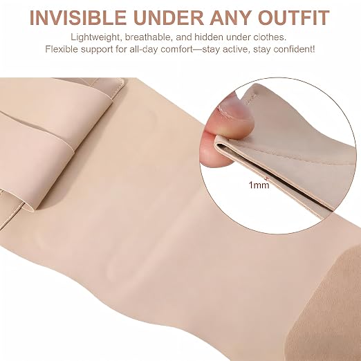RANDY SUN Lower Women Back Brace for Office Comfort - Breathable Mesh Posture Corrector, Adjustable Straps for Custom Fit, Invisible Under Clothes, Beige, L-XL