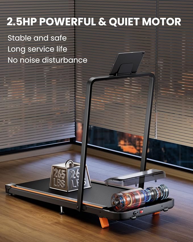 Abonow Walking Pad Treadmill with Handle Bar for Home Office | 3.0HP Compact Treadmills, 8% Manual Incline 2 in 1 Under Desk Walking Machine, LED Display, 265 LBS Capacity