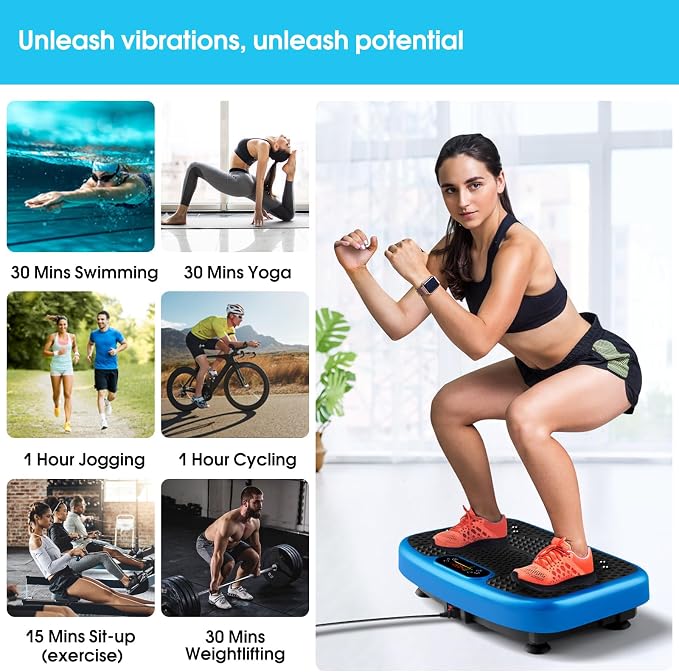 SoftGym Vibration Plate Exercise Machine for Lymphatic Drainage & Fitness | Quiet Heavy Duty 450lbs Capacity Platform, 120 Speeds Shake Machine with Resistance Bands for Home Muscle Activation