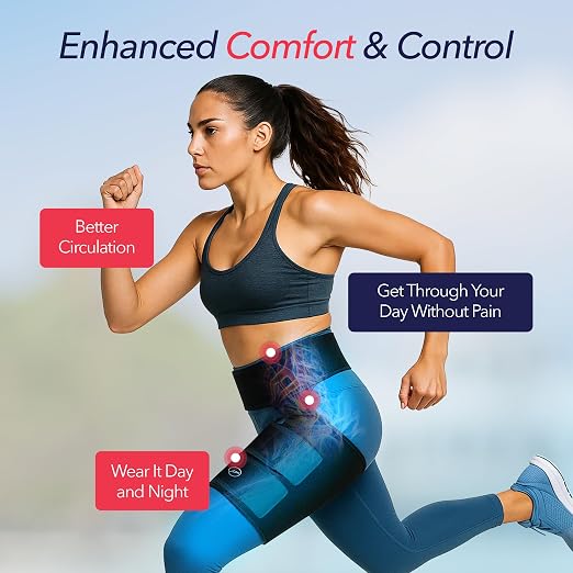 Dr. Arthritis Hip Brace, Adjustable Sciatic Nerve Brace & Stabilizer for Pulled Muscles & Injury Recovery, Hamstring Compression Sleeve Support, Sciatica Pain Relief Devices for Men & Women (LXL, Black)