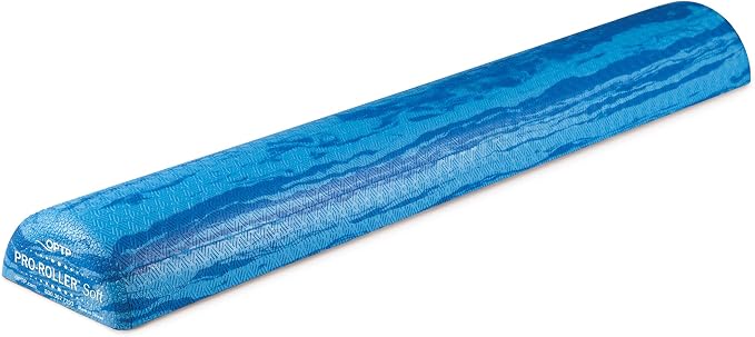 OPTP PRO-Roller Soft Density Foam Roller – Half-Round, Blue, 36"L x 3"H | Low density soft foam roller for physical therapy, Pilates, yoga foam roll exercises, and muscle recovery, Half-round