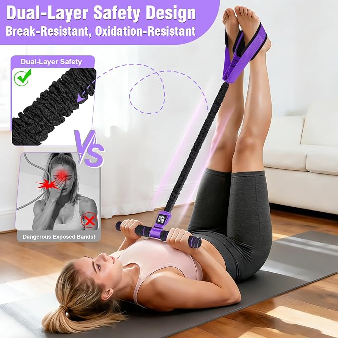 Upgraded Pedal Resistance Band with Handles, Multifunction Foot Pedal Resistance Bands for Abdomen,Waist,Arm, Core/ABS,Leg Workout at Home - Physical Therapy,Stretching,Strength Equipment