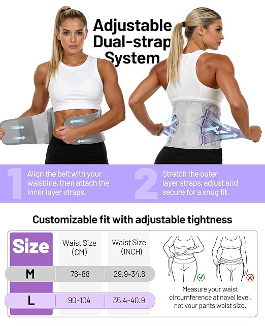 Back Brace for Women, Support Brace for Lower Support Back Pain Relief | Adjustable Lumbar Support Belt, Ergonomic Breathable Immediate Relief Brace for Herniated Disc Sciatica Scoliosis,Purple,L
