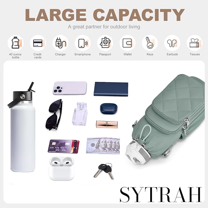 Water Bottle Bag Crossbody，Insulated Holder Purse