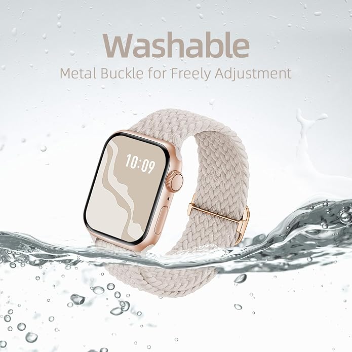 4 Pack Braided Stretchy Bands Compatible with Apple Watch 40mm 41mm 38mm 42mm 44mm 45mm 46mm 49mm Women Men, Breathable Nylon Elastic Daily Use Straps for iWatch Series 11/10 9 8 7 6 5 4 3 SE/Ultra 2