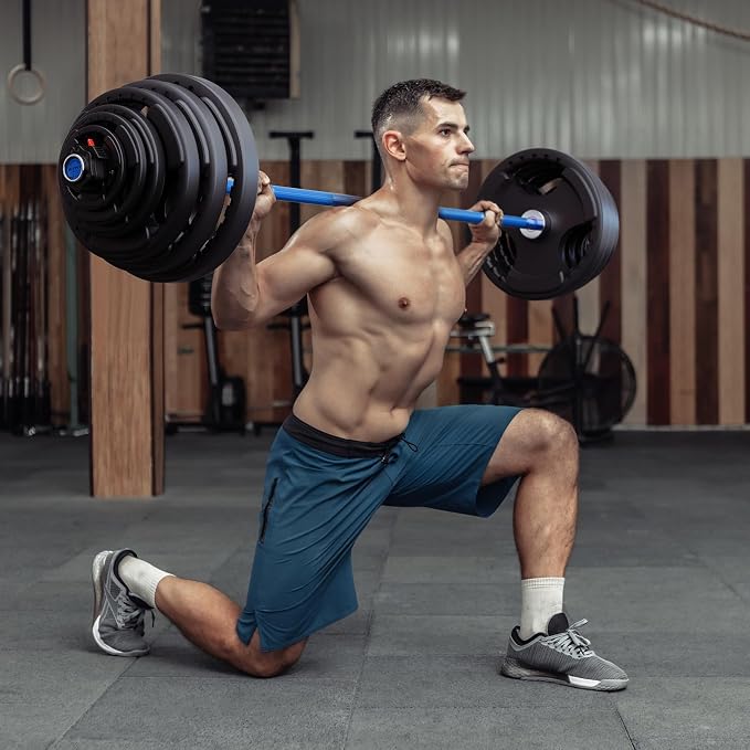 RitFit Barbell Weight Set - 4/6FT Olympic Barbell with Weight Plates (55-115LB Total) - Weightlifting Equipment for Squats, Curls, Deadlifts, Presses, Hip Thrusts
