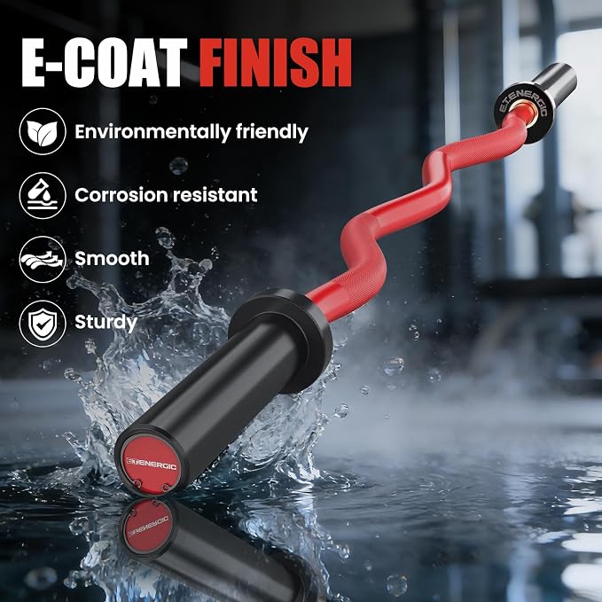 47” Solid Steel Olympic Curl Bars, 500LB | EZ and Super EZ curl bars with knurled grips, rotating sleeves, solid steel build, and 2-inch Olympic plate compatibility