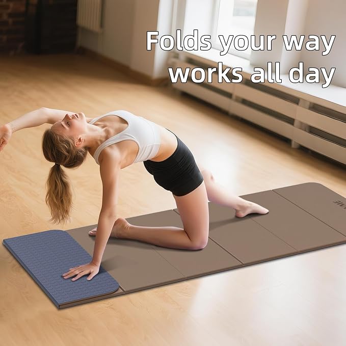 LVME Foldable Yoga Mat, 71"x24"x1/3" Thick(8mm), Non Slip Exercise Mat | SGS Certified POE, Fitness Travel Mat, Easy To Store, Foldable for Exercise, Yoga, Pilates, Home Workouts