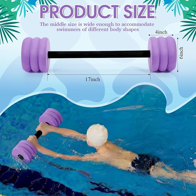 Soulchen Long Aquatic Exercise Dumbbells Pool Exercise Foam Water Weights Dumbbell Aquatic Pool Barbells with High Density EVA Foam for Swim Water Aerobics Workouts Loss