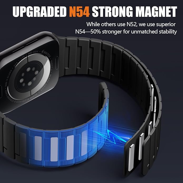 SNBLK Magnetic Watchband Compatible with Apple Watch for Men 44mm 45mm 46mm 49mm 42mm 41mm 40mm 38mm Women, Silicone Sport Strong Magnet Strap for iWatch Series 11 Ultra 3 Ultra 2 Se 10 9 8 7 6 5 4 1