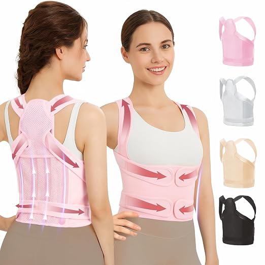 Posture Corrector for Women & Men, Adjustable Full Back Brace Support | Breathable Shoulder Straightener, Spine Support for Upper & Lower Back, Scoliosis & Hunchback Correction, Back Pain Relief