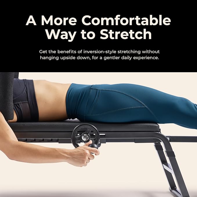 Sunny Health & Fitness Decompression Stretch Table for Back Pain Relief | No-Hang Inversion Therapy, 400LB Capacity, Precise Stretch Control, Spinal Alignment Support, Improved Flexibility