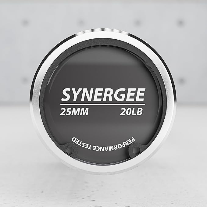Synergee Olympic Barbell – 20/25 lb, 2" Bar, 350 lb Cap, Magnetic Collars