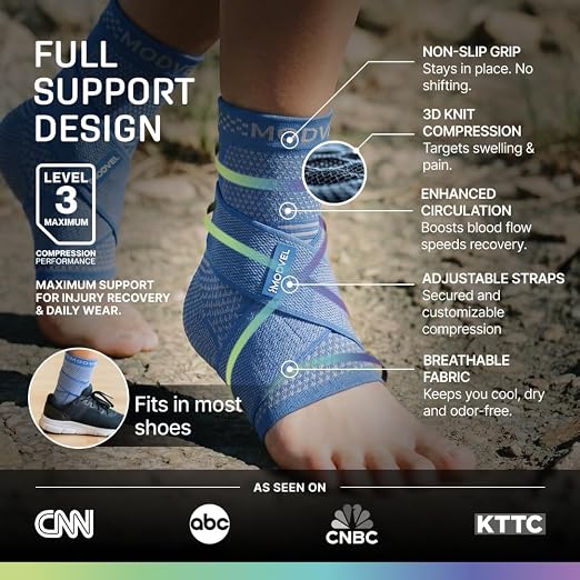 Modvel Foot & Ankle Brace Socks with Adjustable Support Strap – Compression Sleeve for Sprained Ankle, Plantar Fasciitis Relief Tendonitis & Arthritis, Stabilizing Foot & Ankle Support for Women & Men