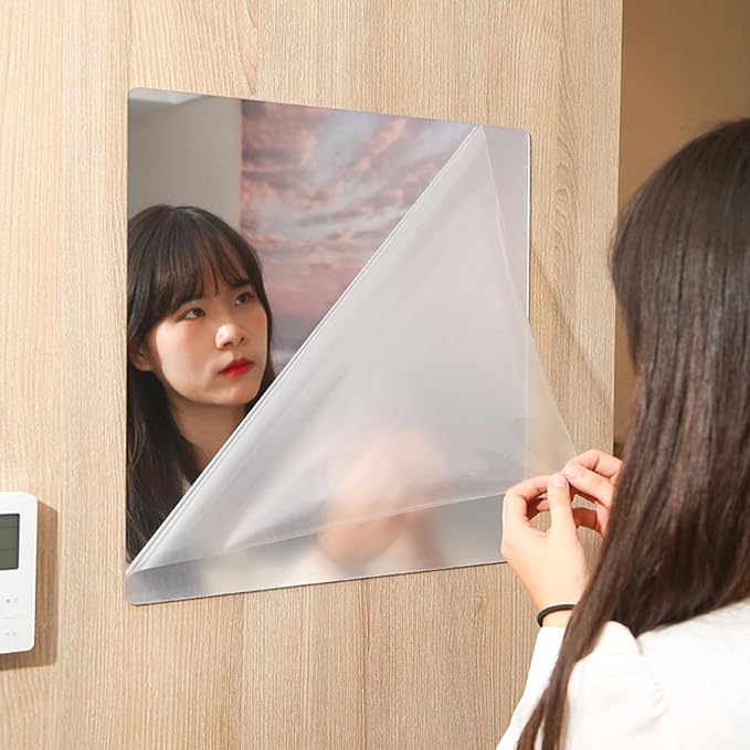 Unbreakable Acrylic Full Length Mirror for Wall Mounted, Full Body Mirror for Kids, Flexible Plastic Safe Shatterproof, 1 PCS 8 x 8 Inches, Workout Mirrors Tiles for Home Gym, Bedroom Over The Door