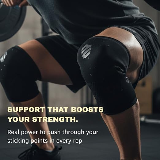 Knee Sleeves 7mm for Weightlifting, Squats, Fitness, Powerlifting, with Advanced 2025 Anti-Slip Design, Premium Neoprene, Constant Compression Brace, Gym Training Support - 1 PAIR - Men Women – DEVI (Black, X-Large)