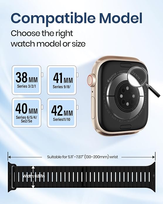 Magnetic Sport Bands Compatible with Apple Watch Bands for Men Women | Silicone Wristband 49mm 46mm 45mm 40mm 44mm 38mm 41mm 42mm, Replacement for iWatch Ultra Series 11 10 9 8 7 6 5 4 3 2 1 SE